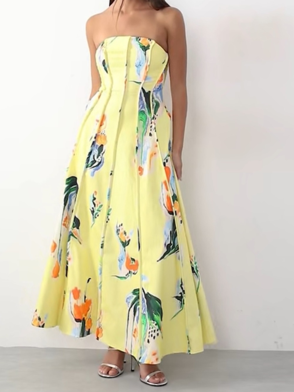 ASOS arrange heavyweight cotton seam detailing strapless maxi dress